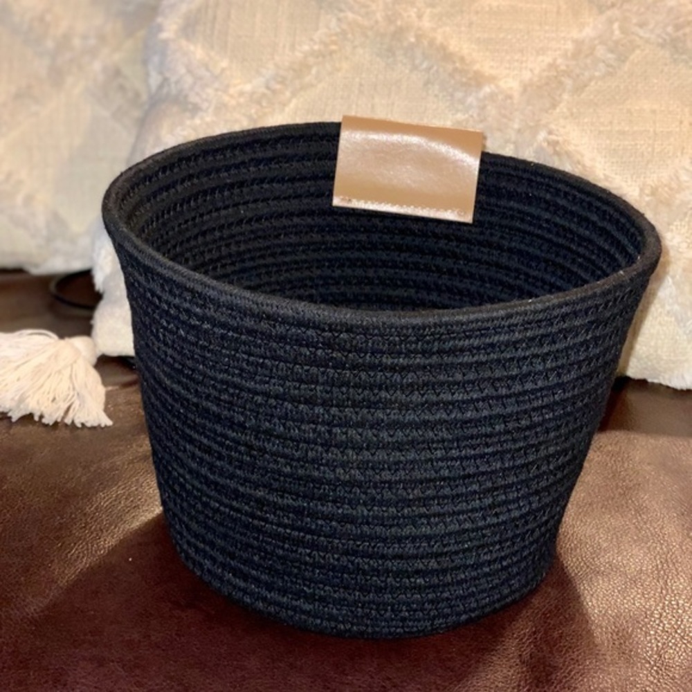 Black woven rope basket